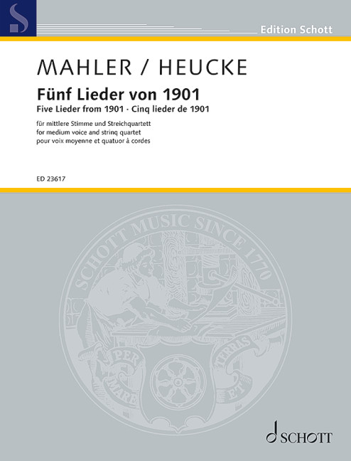 Mahler Five Lieder From 1901 Med Vce & Str Quartet Sheet Music Songbook