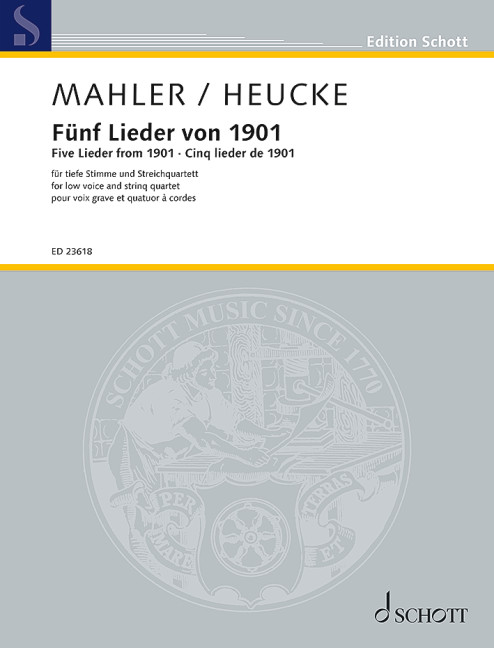 Mahler Five Lieder From 1901 Low Vce & Str Quartet Sheet Music Songbook
