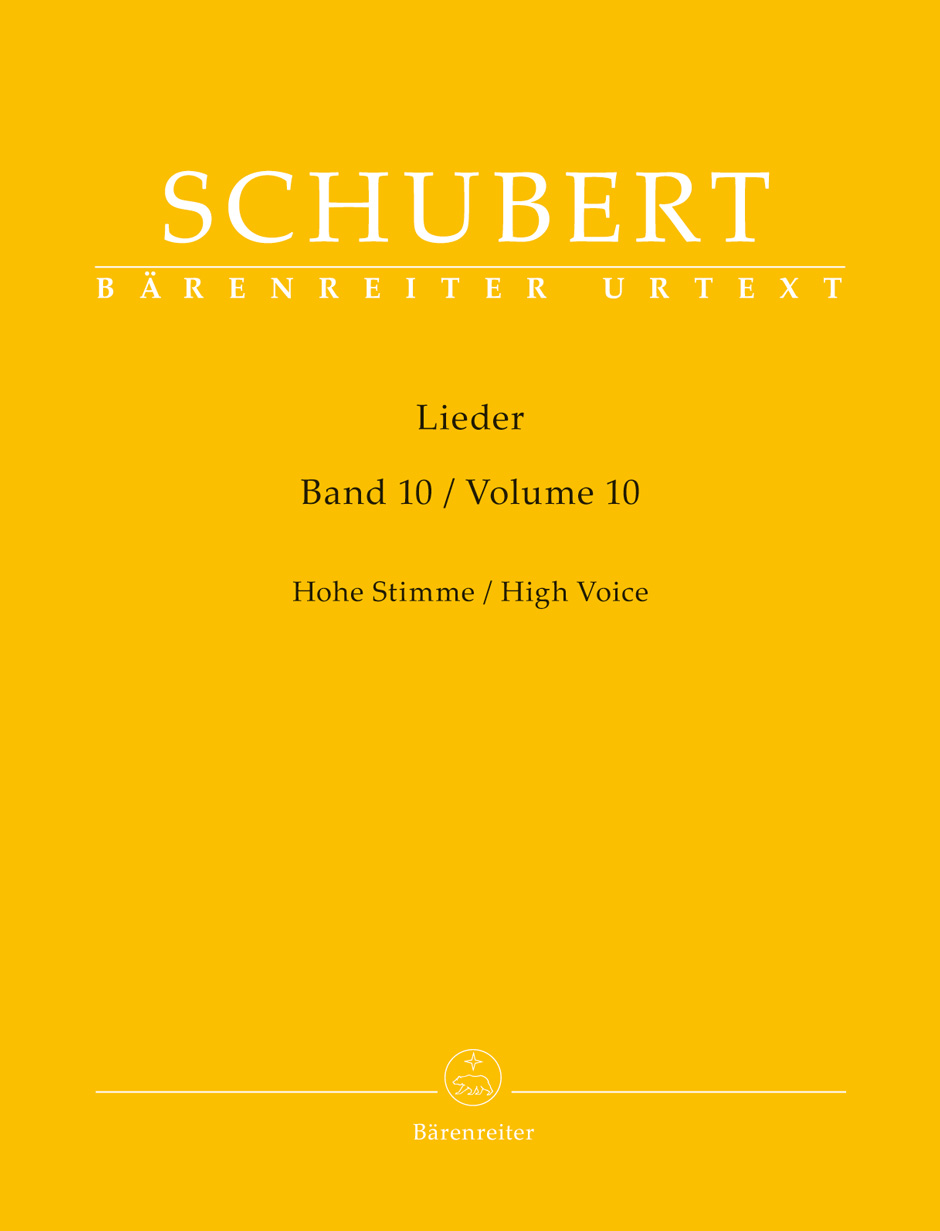 Schubert Lieder Volume 10 High Voice & Piano Sheet Music Songbook