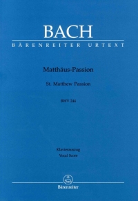 Bach St Matthew Passion Bwv244 Vocal Score Ger/eng Sheet Music Songbook