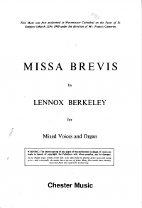 Berkeley Missa Brevis Op 57 Satb Organ Sheet Music Songbook