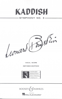 Bernstein Symphony No 3 (kaddish) Vocal Score Sheet Music Songbook