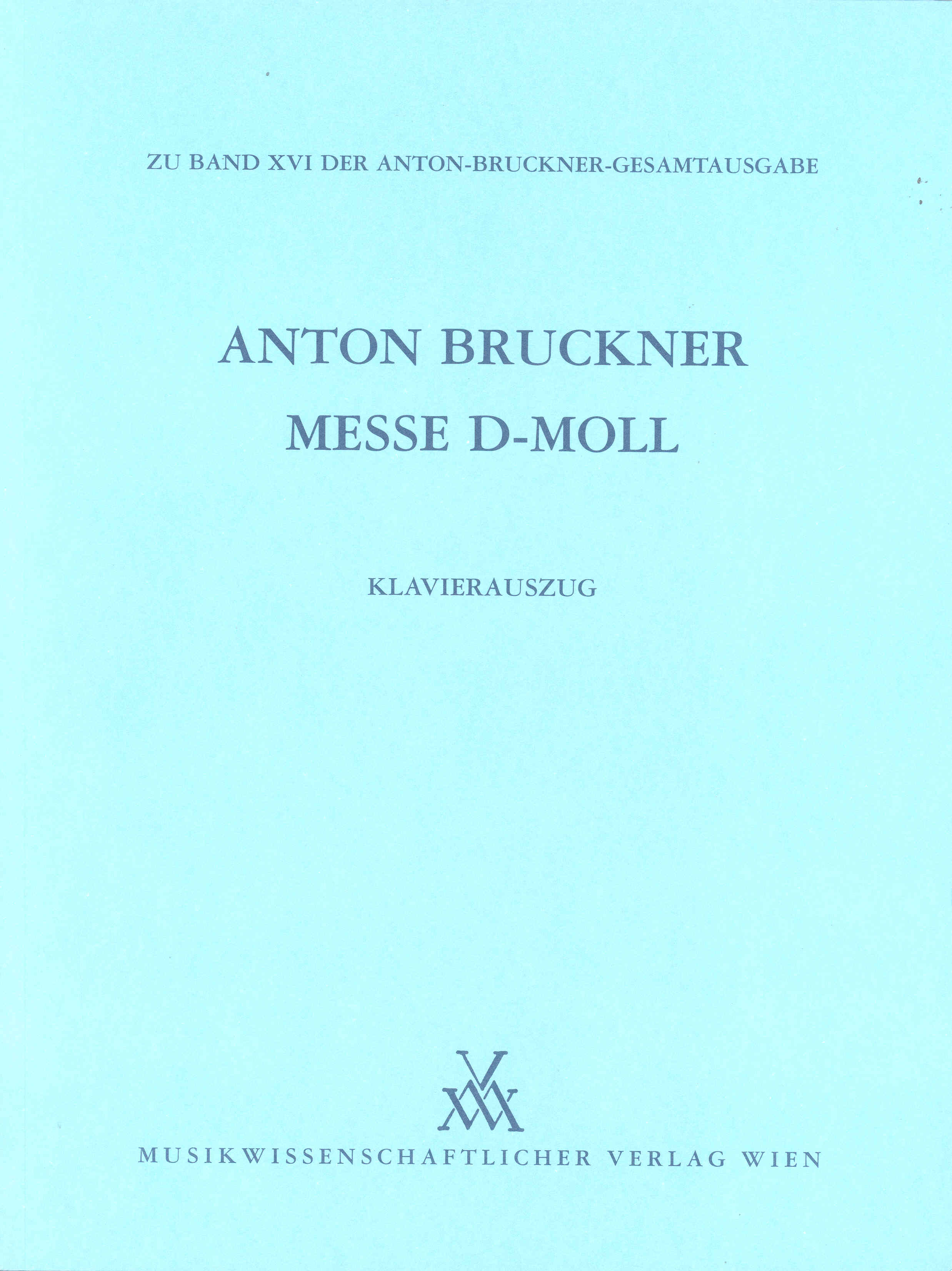 Bruckner Mass  Dmin Vocal Score Sheet Music Songbook