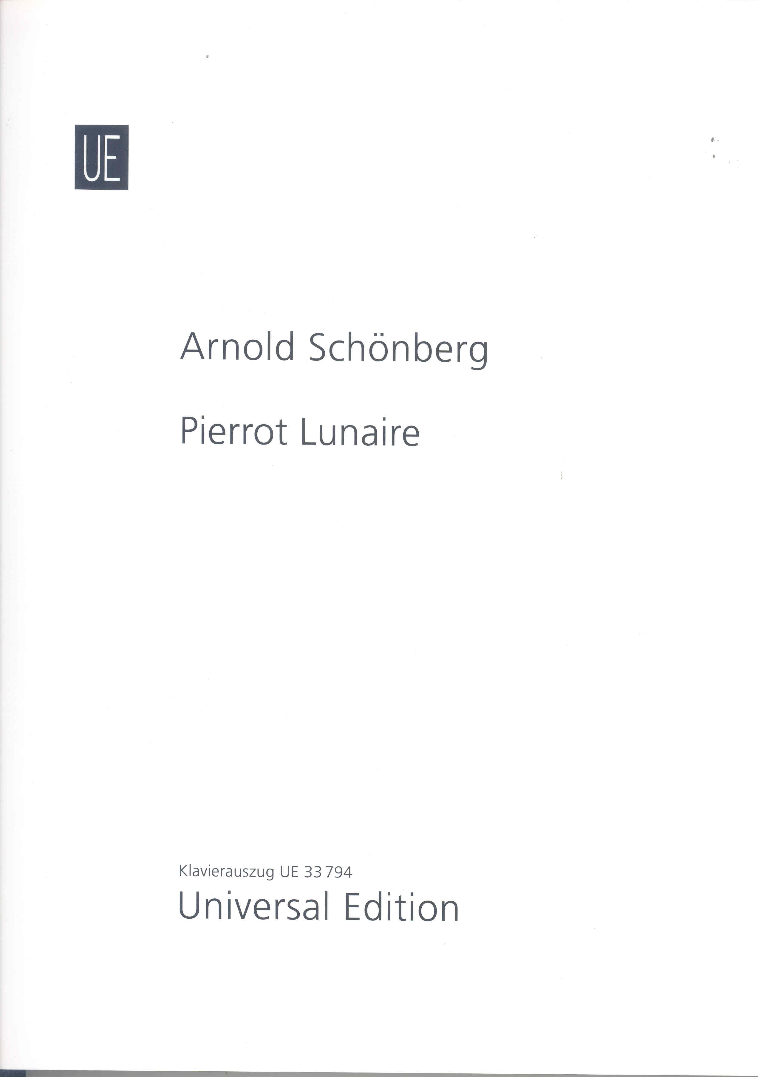 Schoenberg Pierrot Lunaire Vocal Score Sheet Music Songbook