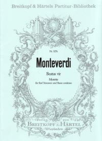 Monteverdi Beatus Vir 5 Parts & Bc Vocal Score Sheet Music Songbook