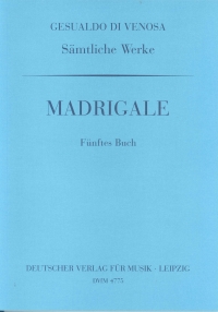Gesualdo Madrigals 5 Parts Book 5 Sheet Music Songbook