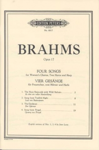 Brahms 4 Choruses Op17 Vocal Score English/german Sheet Music Songbook