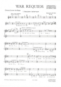 Britten War Requiem Op66 Boys Choral Score Sheet Music Songbook