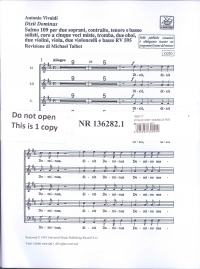 Vivaldi Dixit Dominus Rv595 Chorus Set Sheet Music Songbook