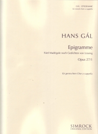 Gal Epigramme 5 Madrigale No 1 Choral Score Sheet Music Songbook