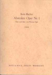 Blacher Abstrakte Oper No 1 (1953) Sheet Music Songbook