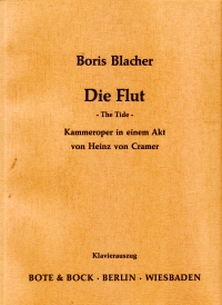 Blacher Flut (1946)kammeroper In Einem Akt Klavier Sheet Music Songbook