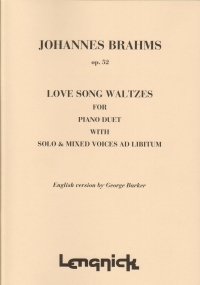 Brahms Love Song Waltzes Op52 Satb/piano Duet Sheet Music Songbook