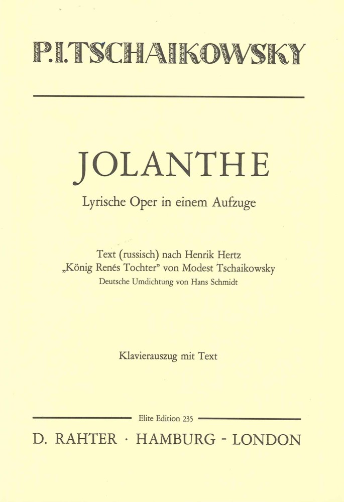 Tchaikovsky Jolanthe Op69 Vocal Score German Text Sheet Music Songbook