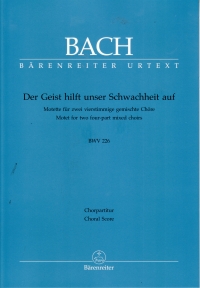 Bach Der Geist Hilft Bwv226a Motet No 2 Choral Sco Sheet Music Songbook