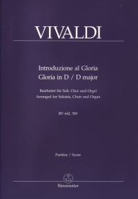 Vivaldi Gloria In D / Introduzione Al Gloria (vers Sheet Music Songbook