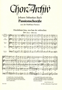 Bach Passion Chorales From The St Matthew Passion Sheet Music Songbook