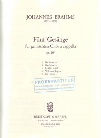 Brahms Funf Gesange Op 104 Choral Score Min20copy Sheet Music Songbook