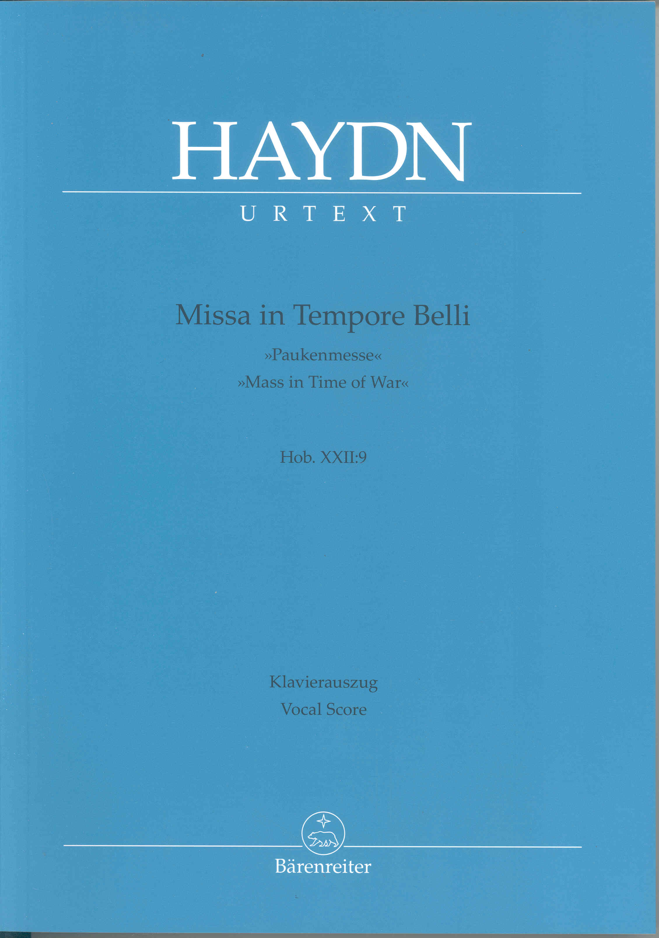 Haydn Missa In Tempore Belli Vocal Score Sheet Music Songbook