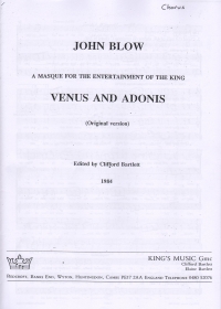 Blow Venus & Adonis Original Version Chorus Sheet Music Songbook