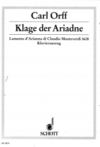 Monteverdi / Orff Klage Der Ariadne Vocal Score Sheet Music Songbook