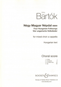 Bartok Four Hungarian Folksongs Satb Hungarian Ed Sheet Music Songbook