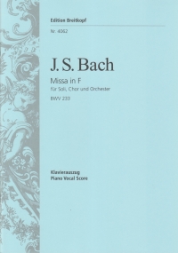 Bach Mass In F Major Bwv 233 Vocal Score Sheet Music Songbook