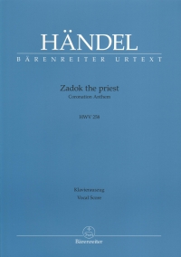 Handel Zadok The Priest Hwv 258 Vocal Score Sheet Music Songbook