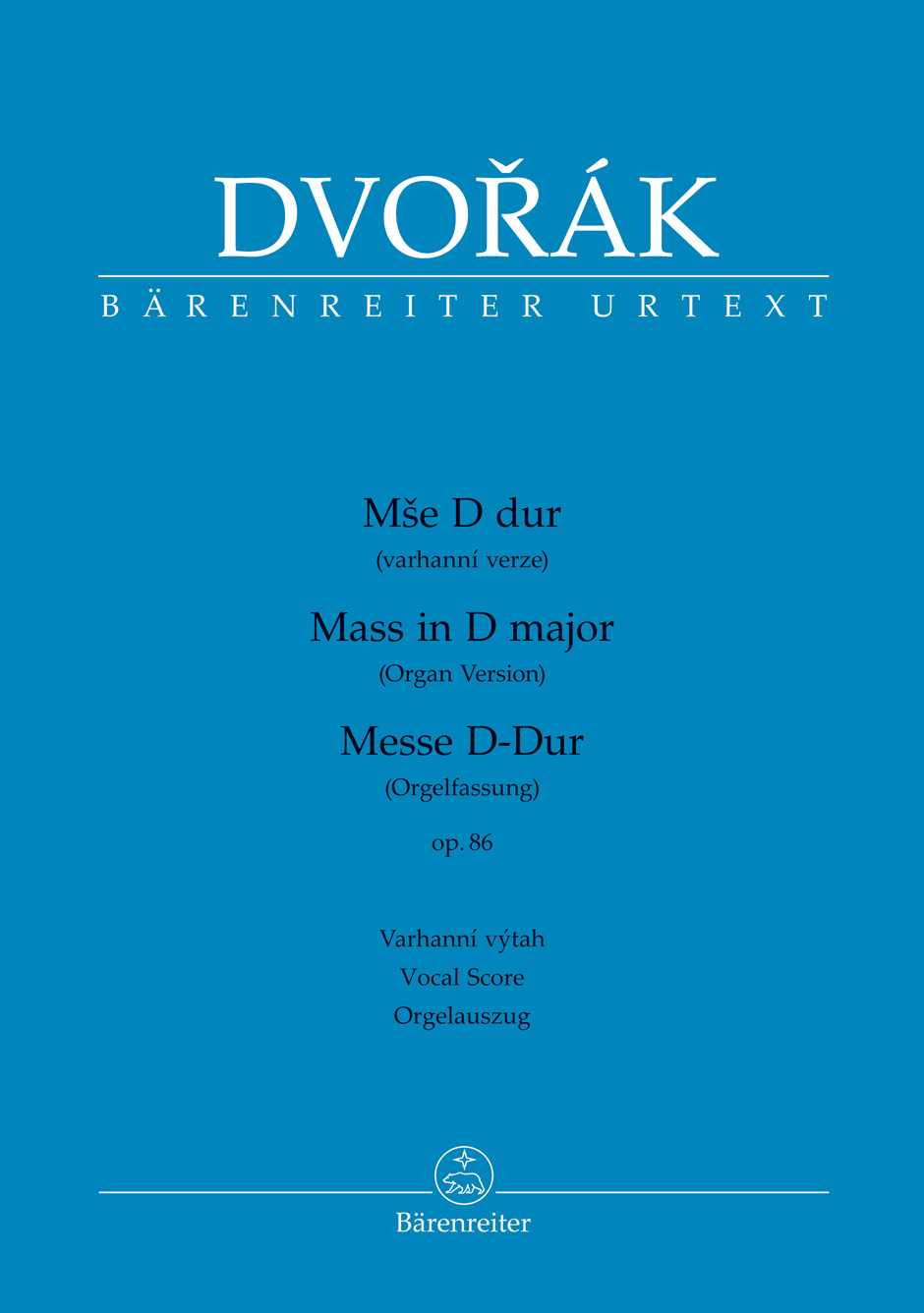 Dvorak Mass In D Op86 Organ Version Vocal Score Sheet Music Songbook