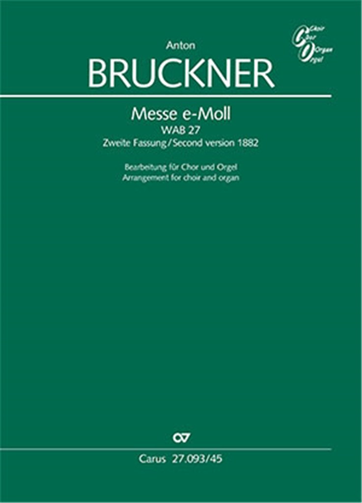 Bruckner Mass In E Minor Ssaattbb & Organ Sheet Music Songbook