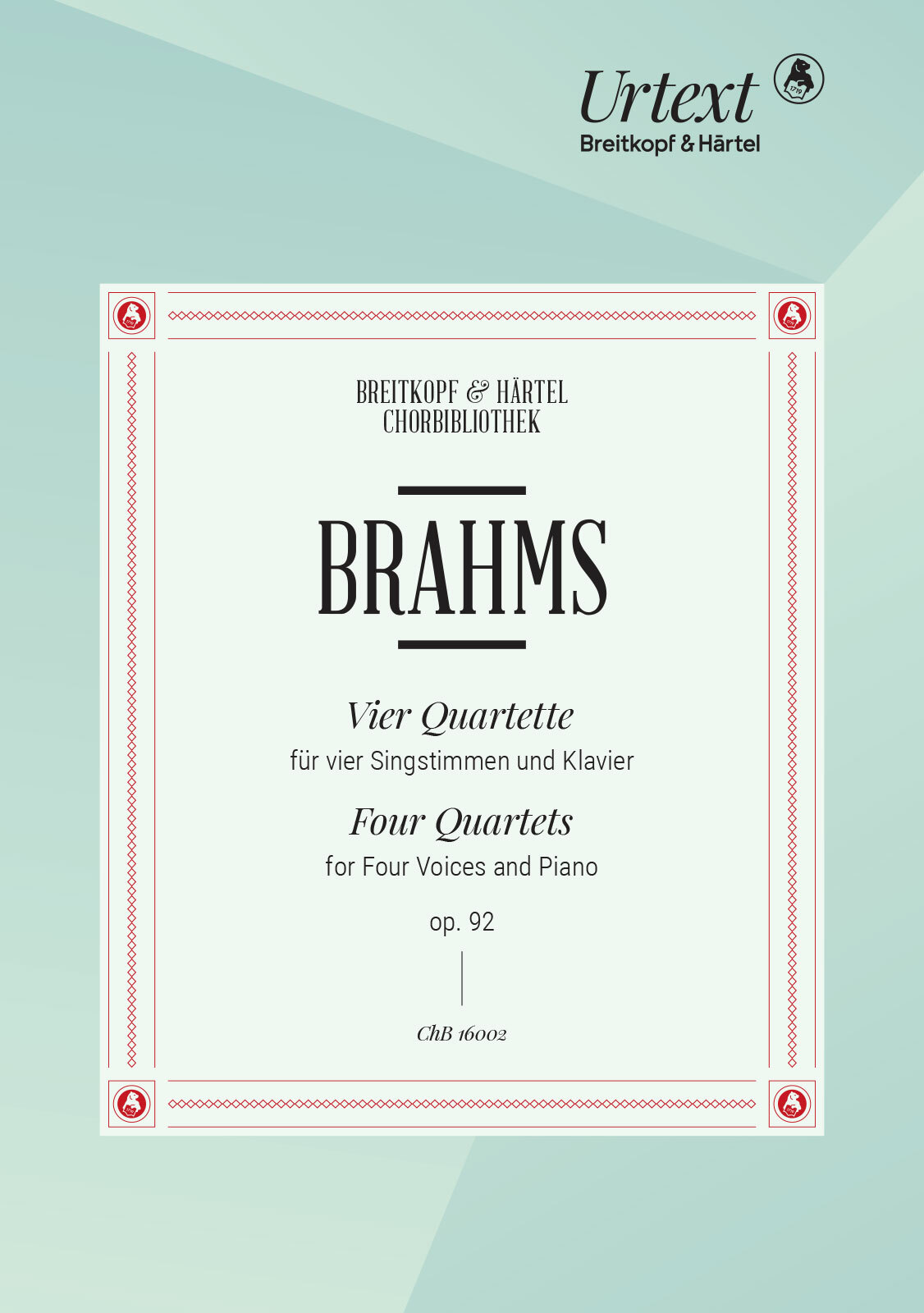 Brahms Four Quartets Op92 Four Voices & Piano Sheet Music Songbook