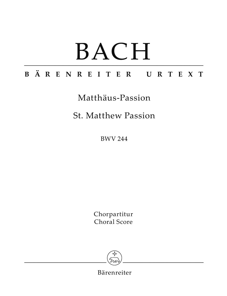 Bach St Matthew Passion Bwv 244 Choral Score Sheet Music Songbook