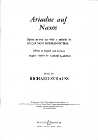 Strauss R Ariadne Auf Naxos Libretto Eng/ger Sheet Music Songbook