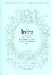 Brahms Liebeslieder For 4 Voices & Piano 4 Hands Sheet Music Songbook