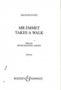 Maxwell Davies Mr Emmet Takes A Walk Libretto Sheet Music Songbook