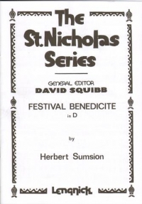 Sumsion Festival Benedicite In D Satb (org/orch) Sheet Music Songbook