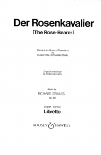 Strauss R Rosenkavalier Op59 Libretto German Sheet Music Songbook