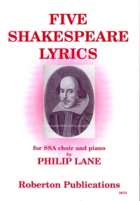 Lane Five Shakespeare Lyrics Vocal Score Sheet Music Songbook