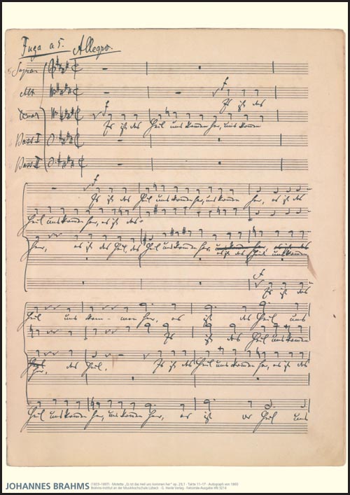 Brahms Facsimile Poster Sheet Music Songbook
