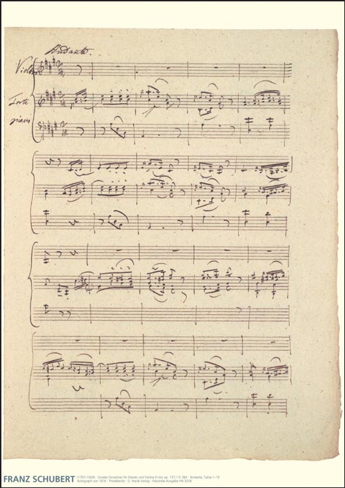 Schubert Facsimile Poster Sheet Music Songbook