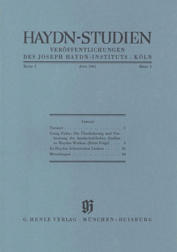 Haydn-studien Band 1 Heft 1 (juni 1965) Sheet Music Songbook