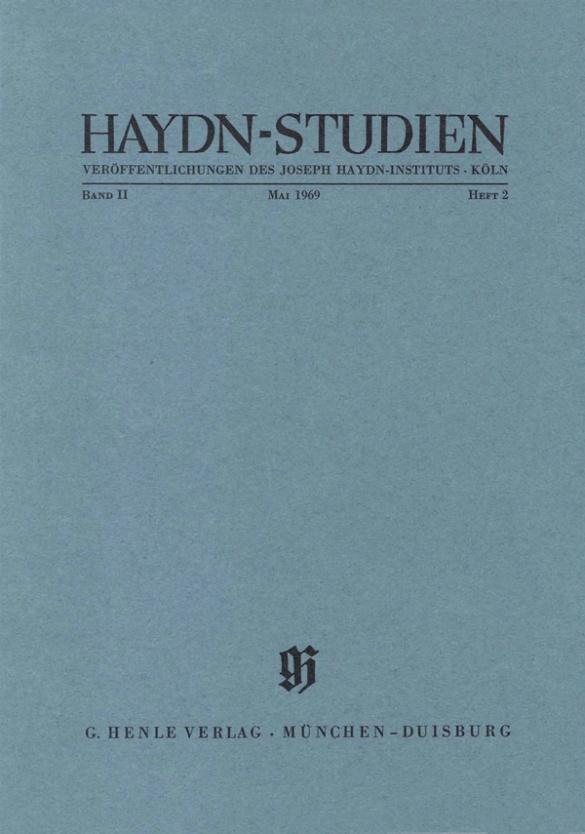 Haydn-studien Band 2 Heft 2 (mai 1969) Sheet Music Songbook