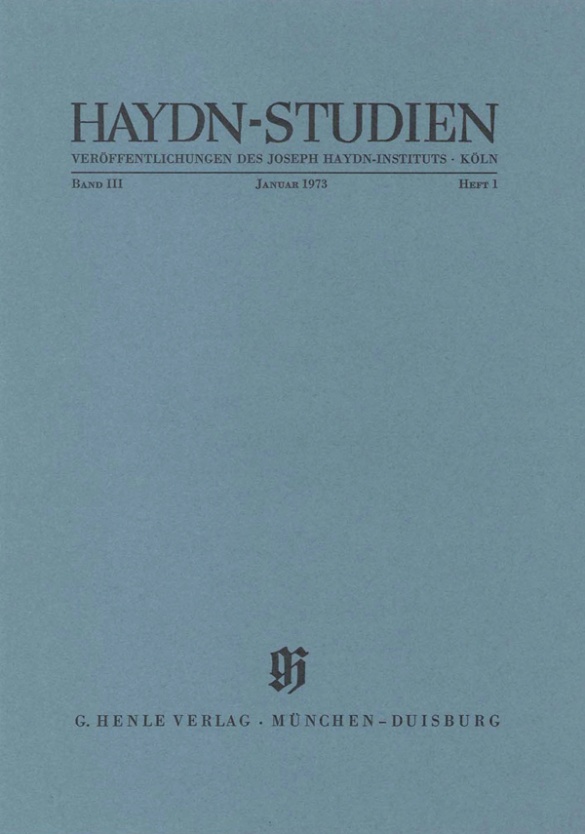 Haydn-studien Band 3 Heft 1 (januar 1973) Sheet Music Songbook