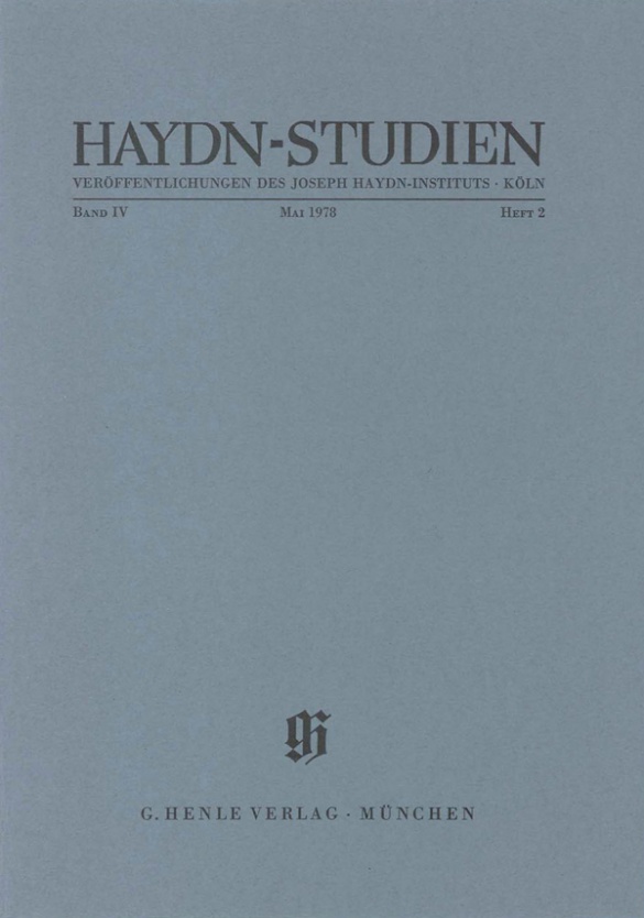 Haydn-studien Band 4 Heft 2 (mai 1978) Sheet Music Songbook