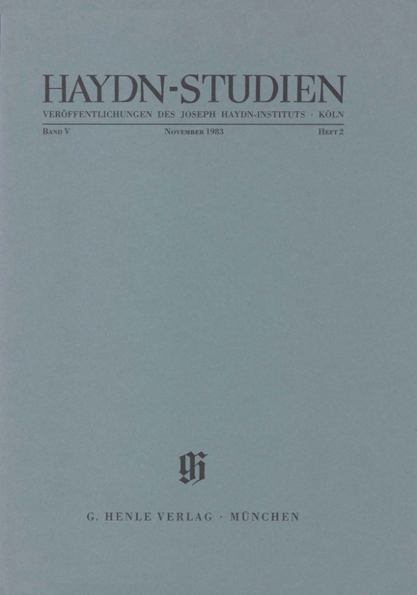 Haydn-studien Band 5 Heft 2 (november 1983) Sheet Music Songbook