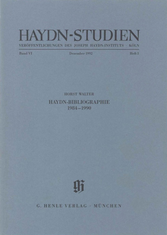 Haydn-studien Band 6 Heft 3 (dezember 1992) Sheet Music Songbook
