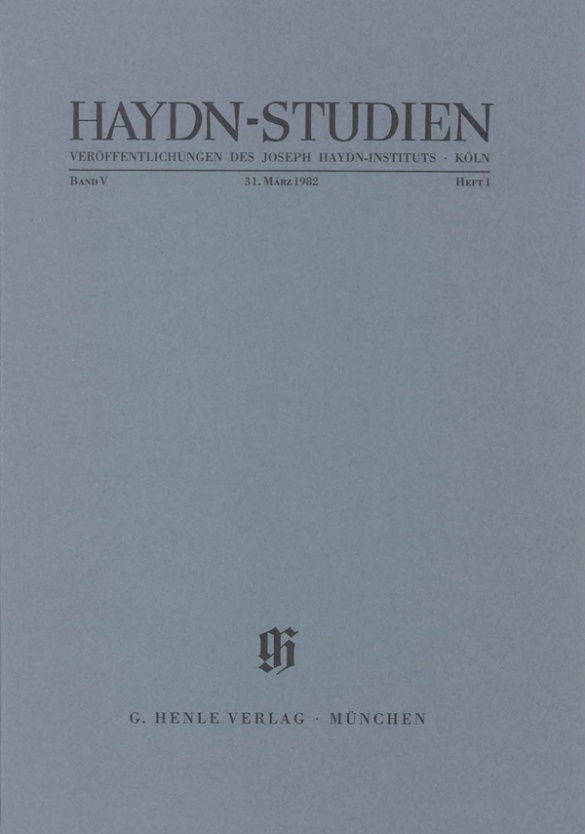 Haydn-studien Band 5 Heft 1 (marz 1982.) Sheet Music Songbook