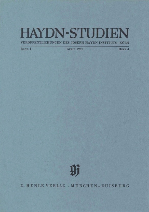 Haydn-studien Band 1 Heft 4 (april 1967) Sheet Music Songbook