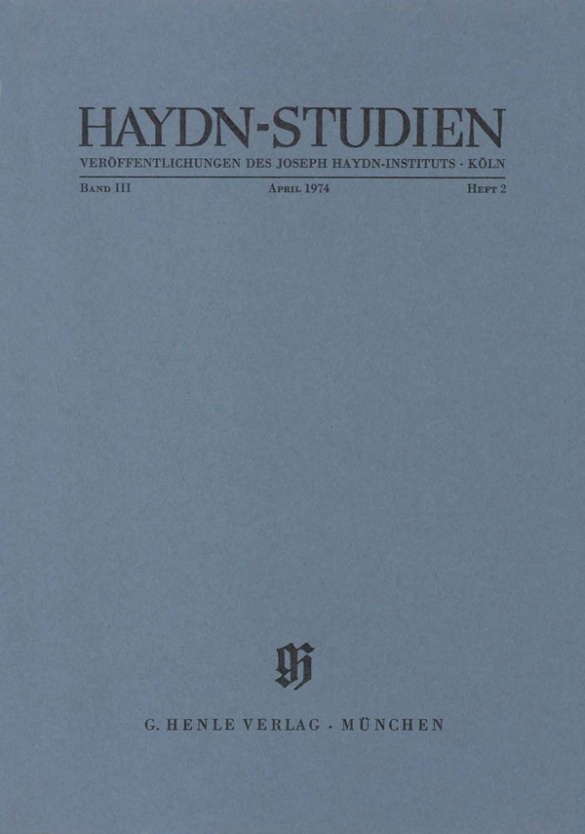 Haydn-studien Band 3 Heft 2 (april 1974) Sheet Music Songbook