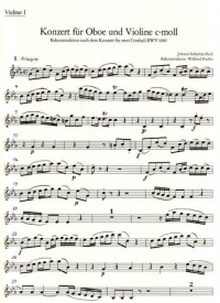 Bach Concerto Cmin (violin & Oboe) Violin 1 Part Sheet Music Songbook